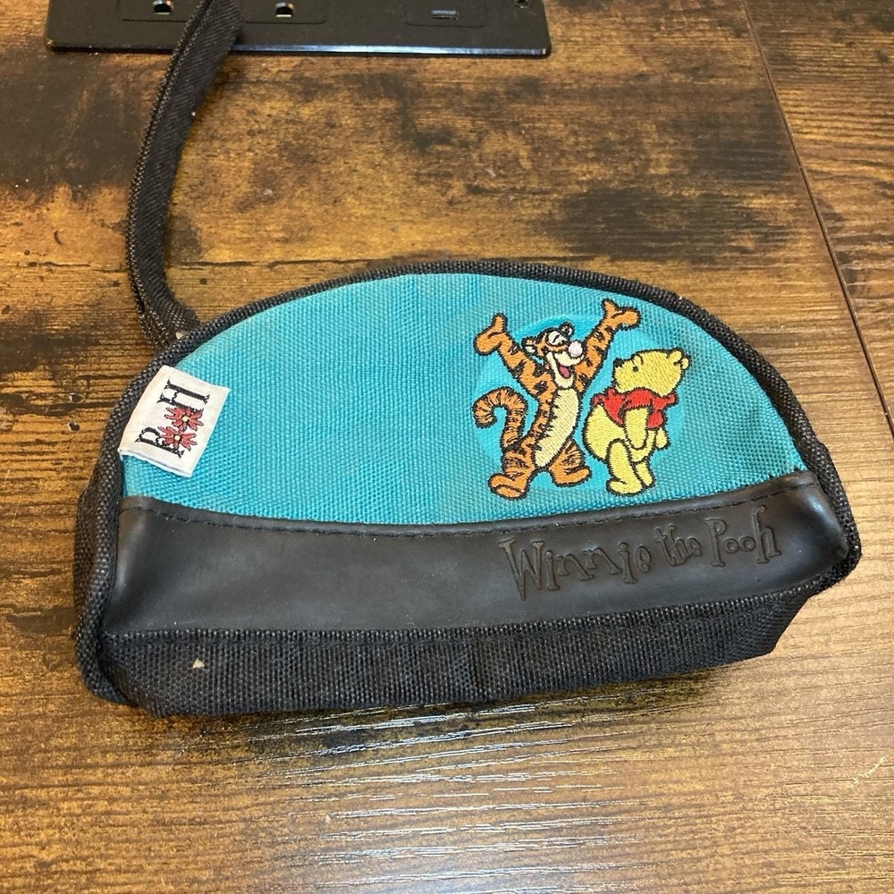 Vtg Winnie The Pooh Tigger Coin Purse Wristlet Disney Character Zip Pouch Teal